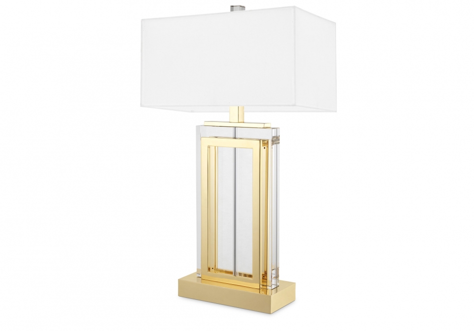 Nachttischlampe Arlington Kristall Gold Weiß