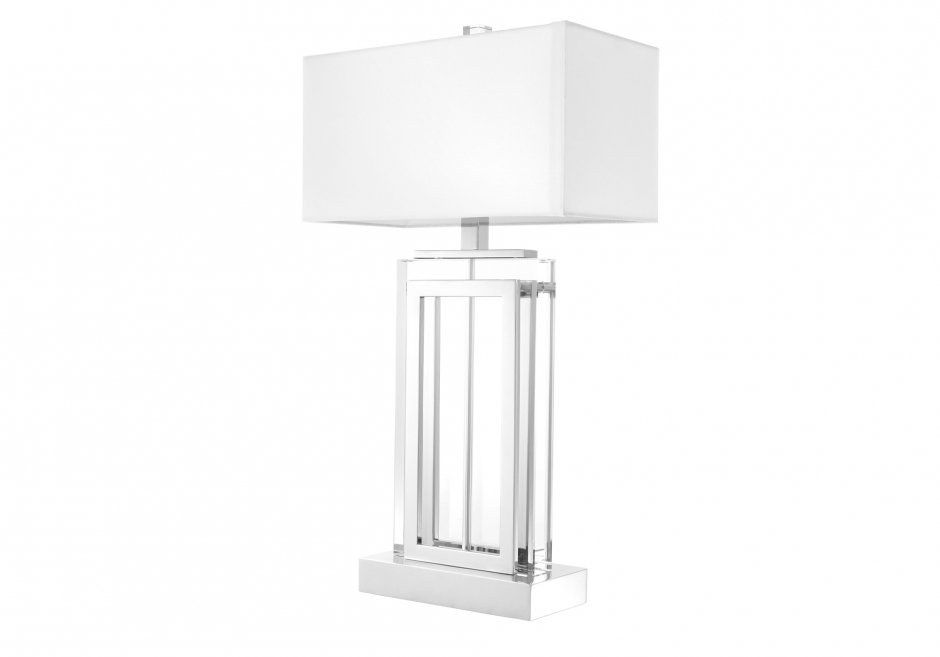 Nachttischlampe Arlington Kristall Silber Weiß