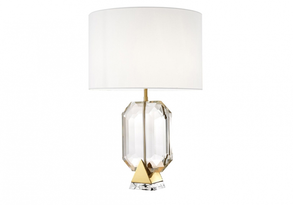Nachttischlampe Emerald Gold Weiß